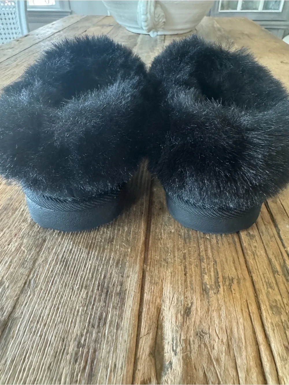 Toddler Piper Faux Fur Cuff Scuff Slippers - Cat & Jack™ Jet Black 7